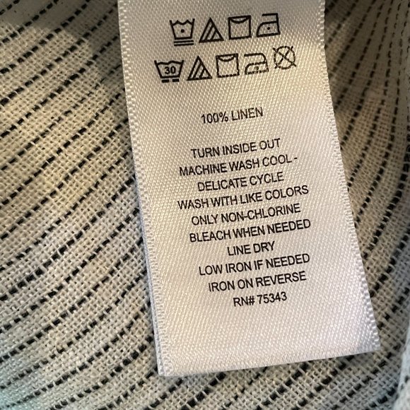 Jones New York 100% Linen Shirt -Size 2x - Black stripes on white - Picture 9 of 11